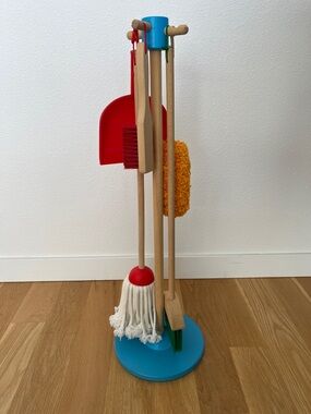 Melissa and Doug Wooden Play Cleaning Set - Red, Blue & Yellow
